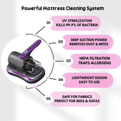 UV Mattress Vacuum Cleaner Removes Dust Mites & Allergens